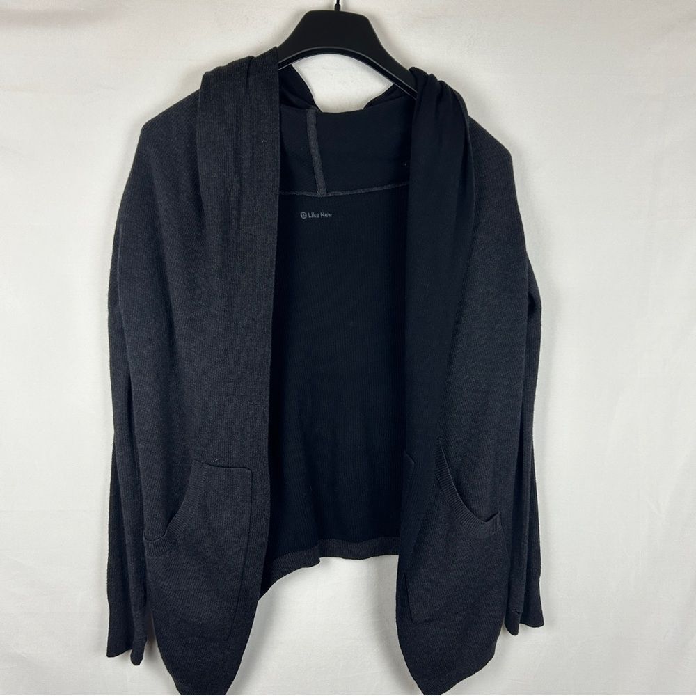 Lululemon black gray reversible wool blend sweater cardigan size S/XS